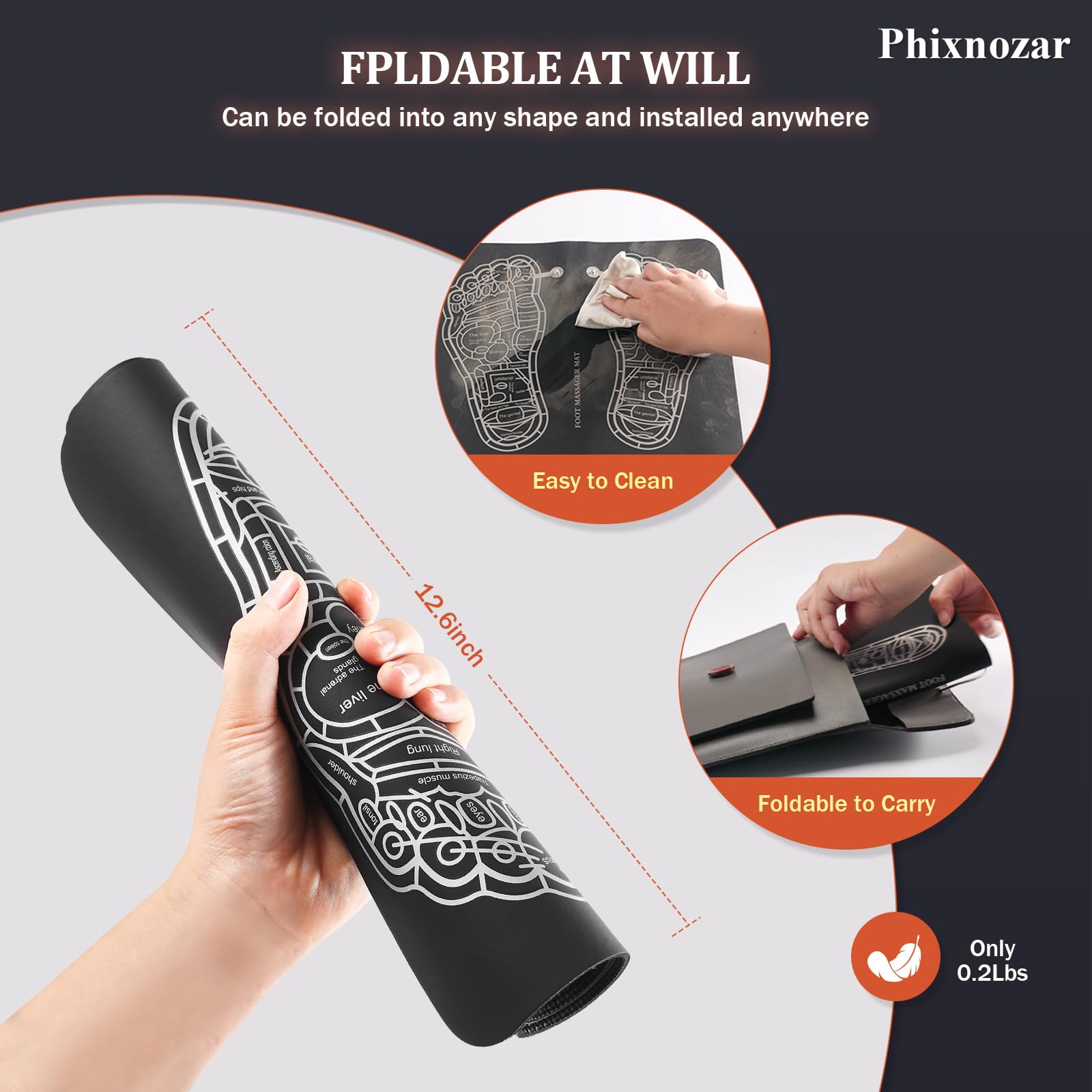 Phixnozar EMS Foot Massager –Foldable Feet & Calves Massage Mat for Muscles Relaxation,Pain Relief,15 Modes and 16 Intensity Levels,TENS (Mode:KTR-2493)