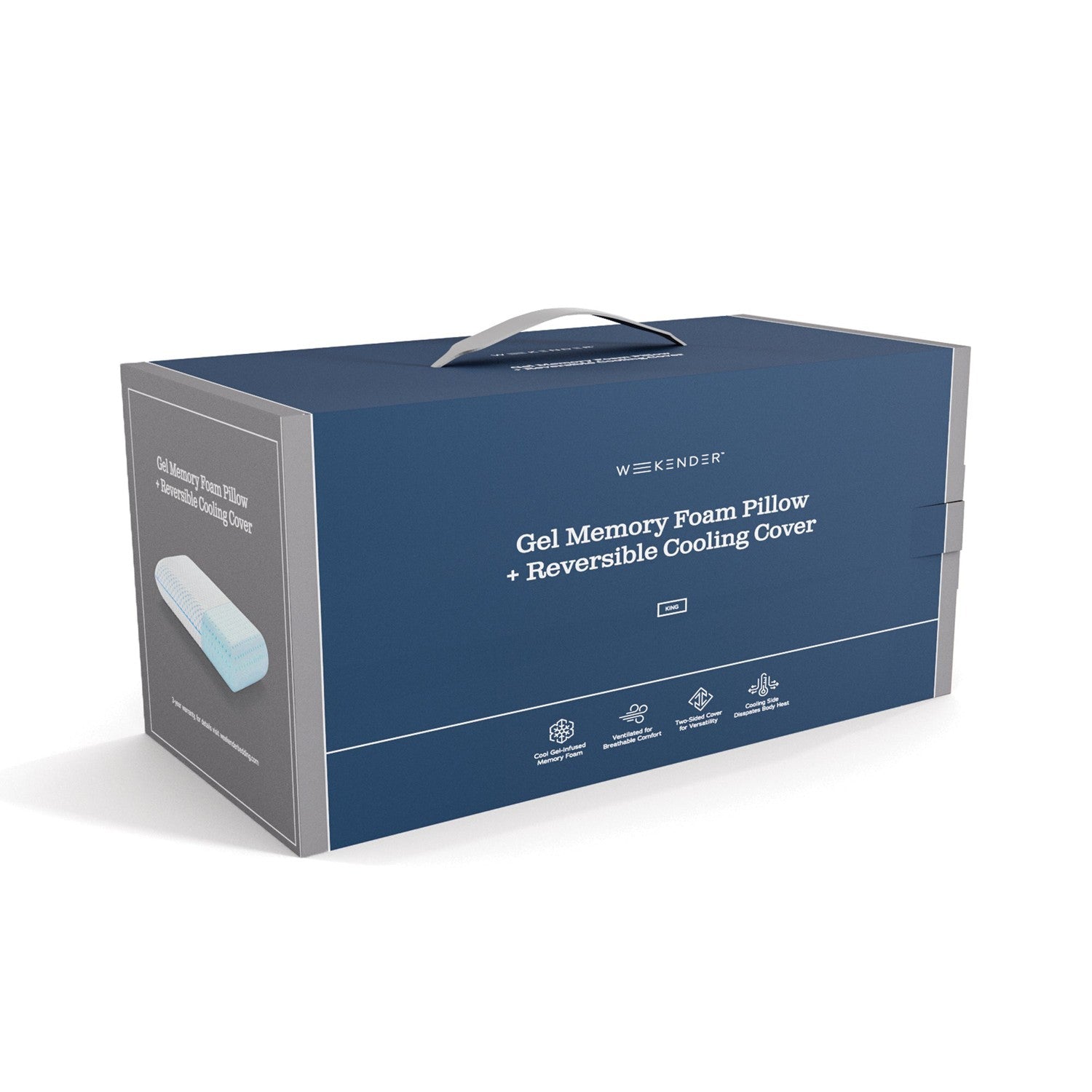 Weekender Gel Memory Foam Pillow + Reversible Cooling Cover-Purely Relaxation