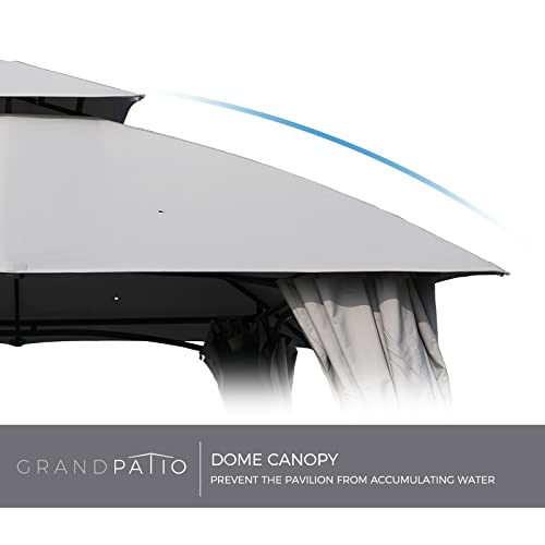 Grand Patio 10x13 Gazebo Double Soft Top All-Weather Canopy Anti-UV Shelter with Privacy Curtains and Netting for Patio, Deck, Backyard, Garden, Lawns