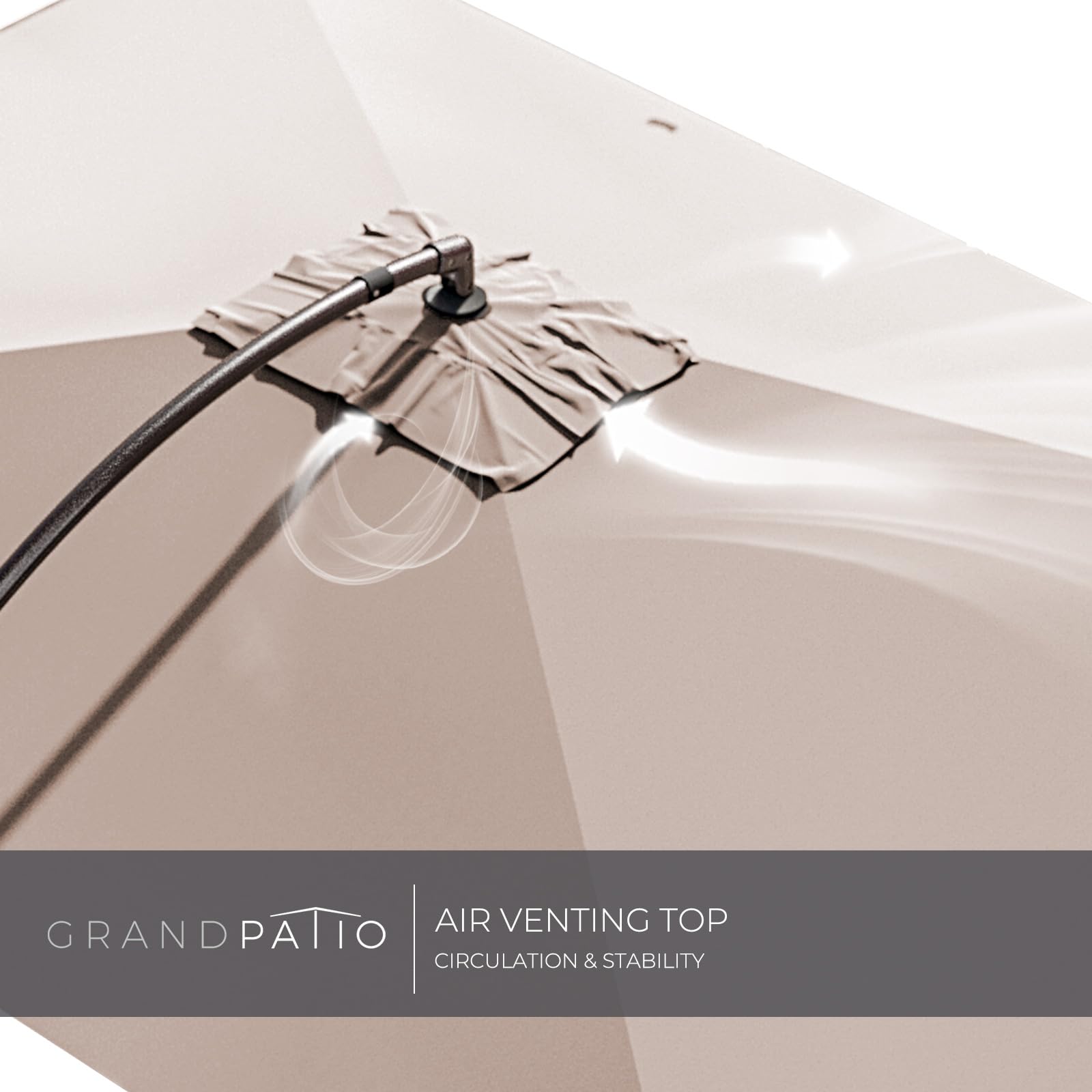 Grand patio Napoli 10x13 FT Rectangular Offset Umbrella, Heavy Duty Aluminum Cantilever Hanging Umbrella, Easy Tilt, All-Weather Canopy, Champagne