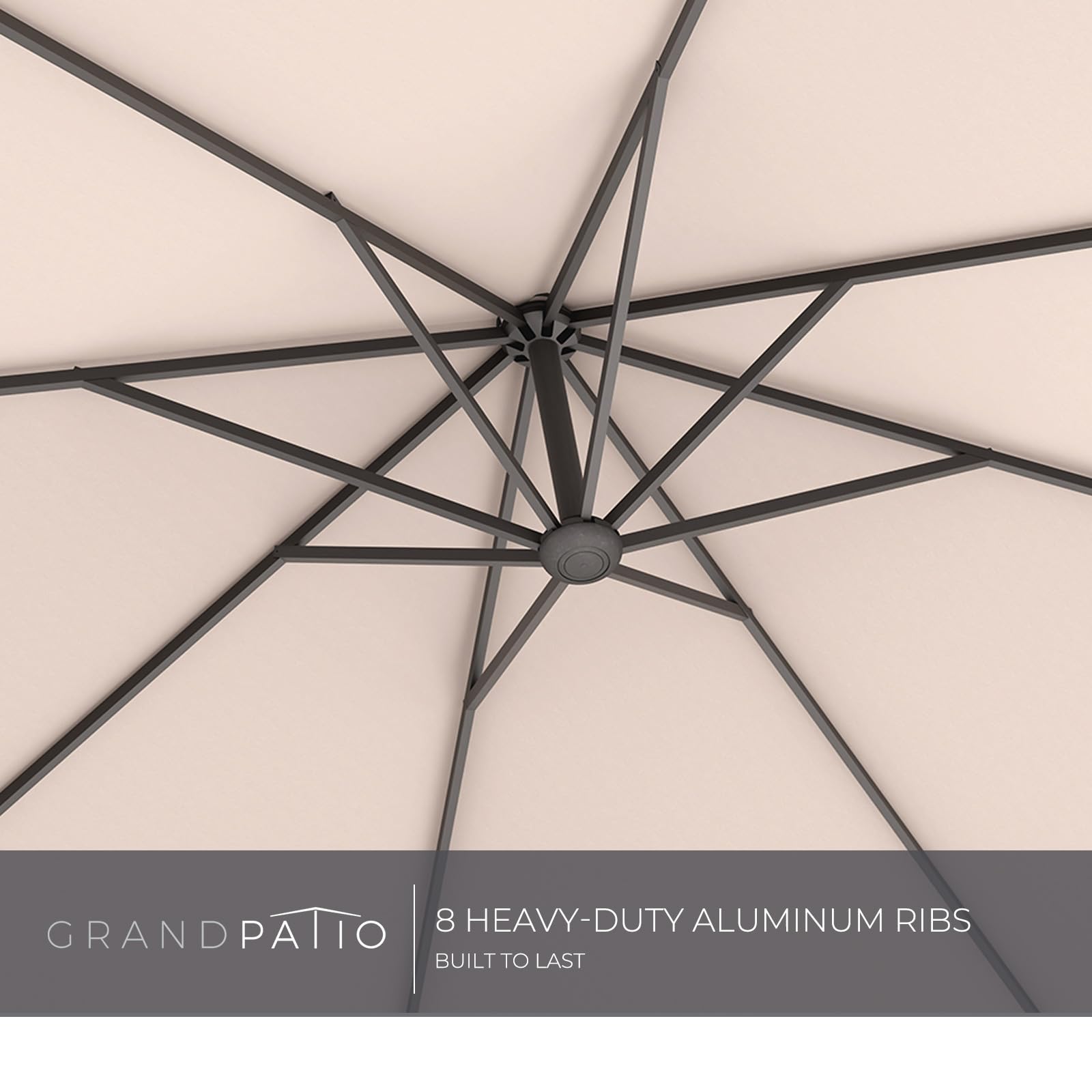 Grand patio Napoli 10x13 FT Rectangular Offset Umbrella, Heavy Duty Aluminum Cantilever Hanging Umbrella, Easy Tilt, All-Weather Canopy, Champagne