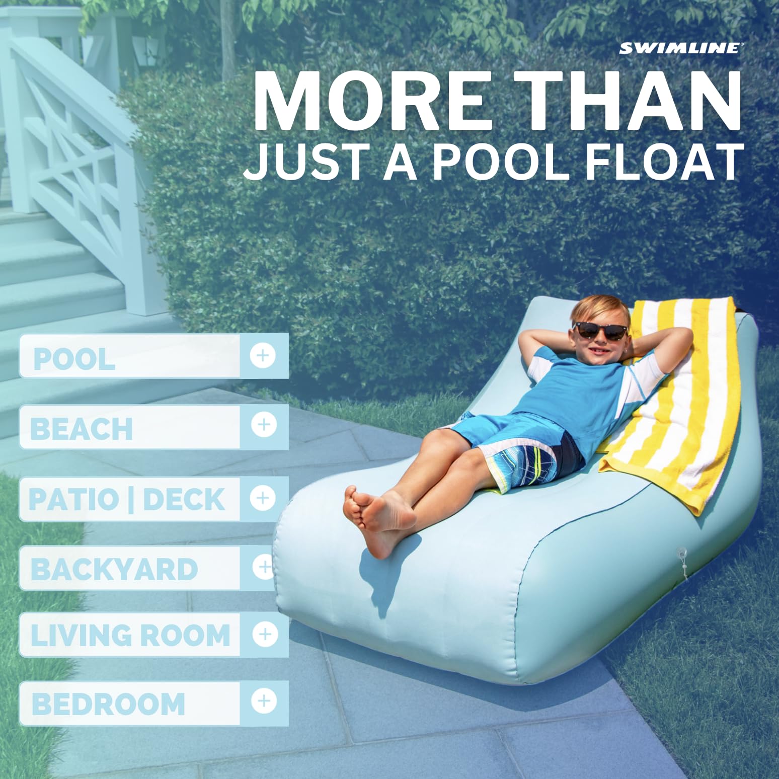 SWIMLINE Cloud Chaise Pool Lake Float Lounger Raft for Adults & Kids | Comfortable Fabric Foam Texture for Floating & Backyard Lounging | Connect Multi Floats W/Bungee System | 1 Person Floats Dog