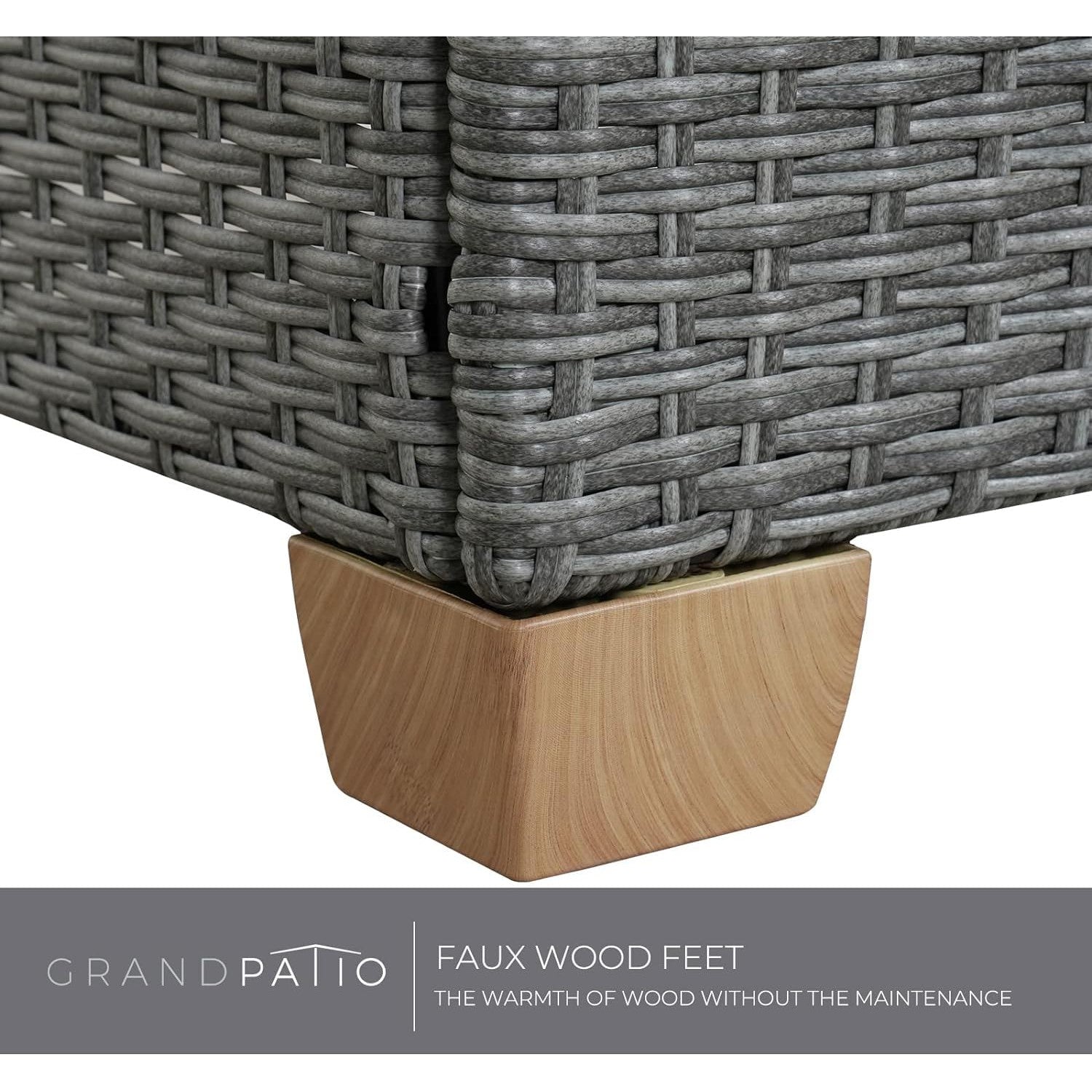 Grand patio 5-Piece Patio Furniture Set, Wicker Outdoor Furniture Set with Fire Pit Table,Modular Sectional Sofa Sets with Olefin Cushions for Backyard Garden Poolside Patio(Greige)