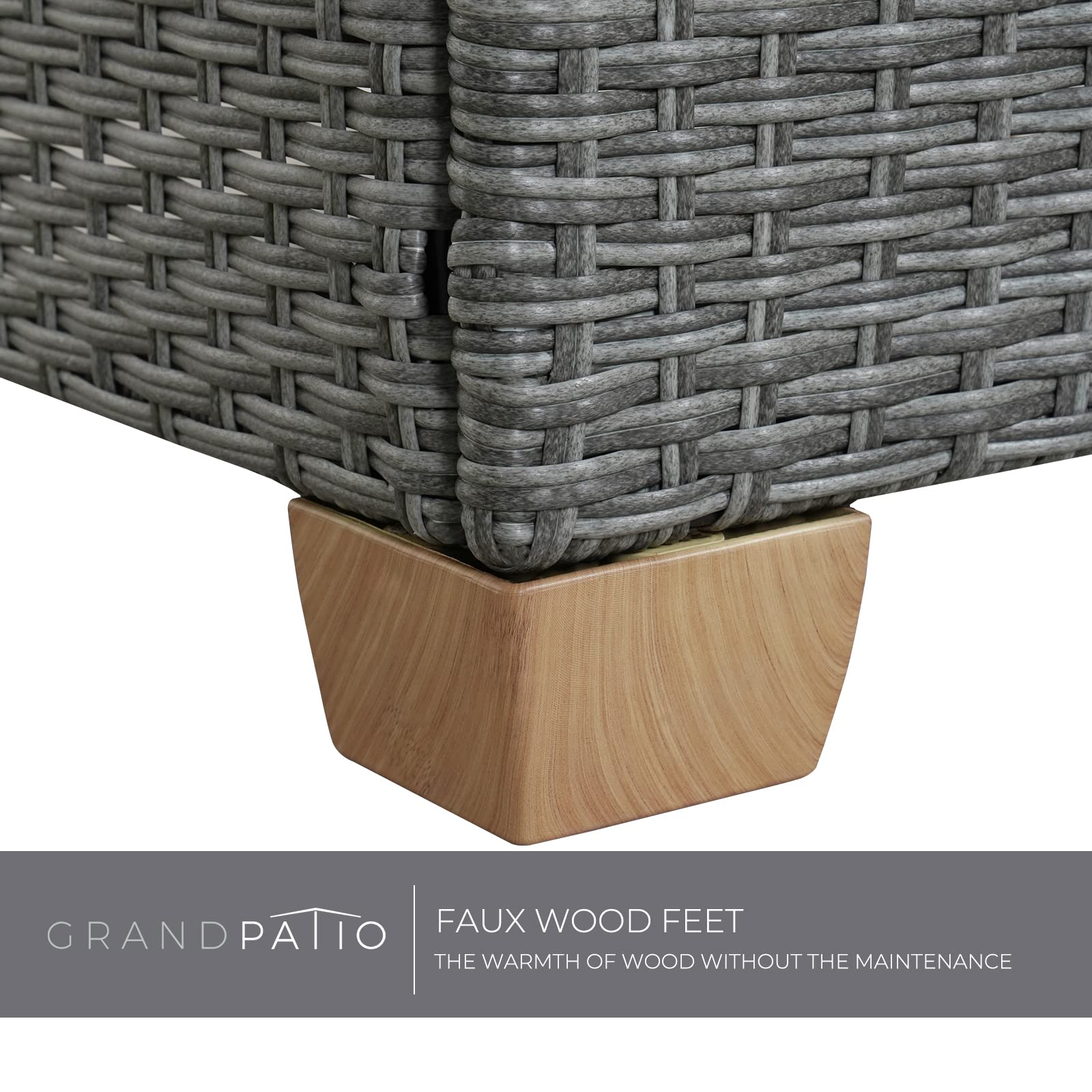 Grand patio 6 Seats Outdoor Conversation Sets with Olefin Cushions, Wicker Modular Sofa Sets with Coffee Table for Backyard Garden Poolside Light Gray