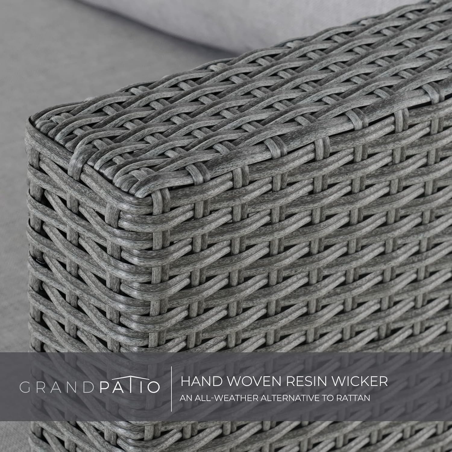 Grand patio 5-Piece Patio Furniture Set, Wicker Outdoor Furniture Set with Fire Pit Table,Modular Sectional Sofa Sets with Olefin Cushions for Backyard Garden Poolside Patio(Greige)