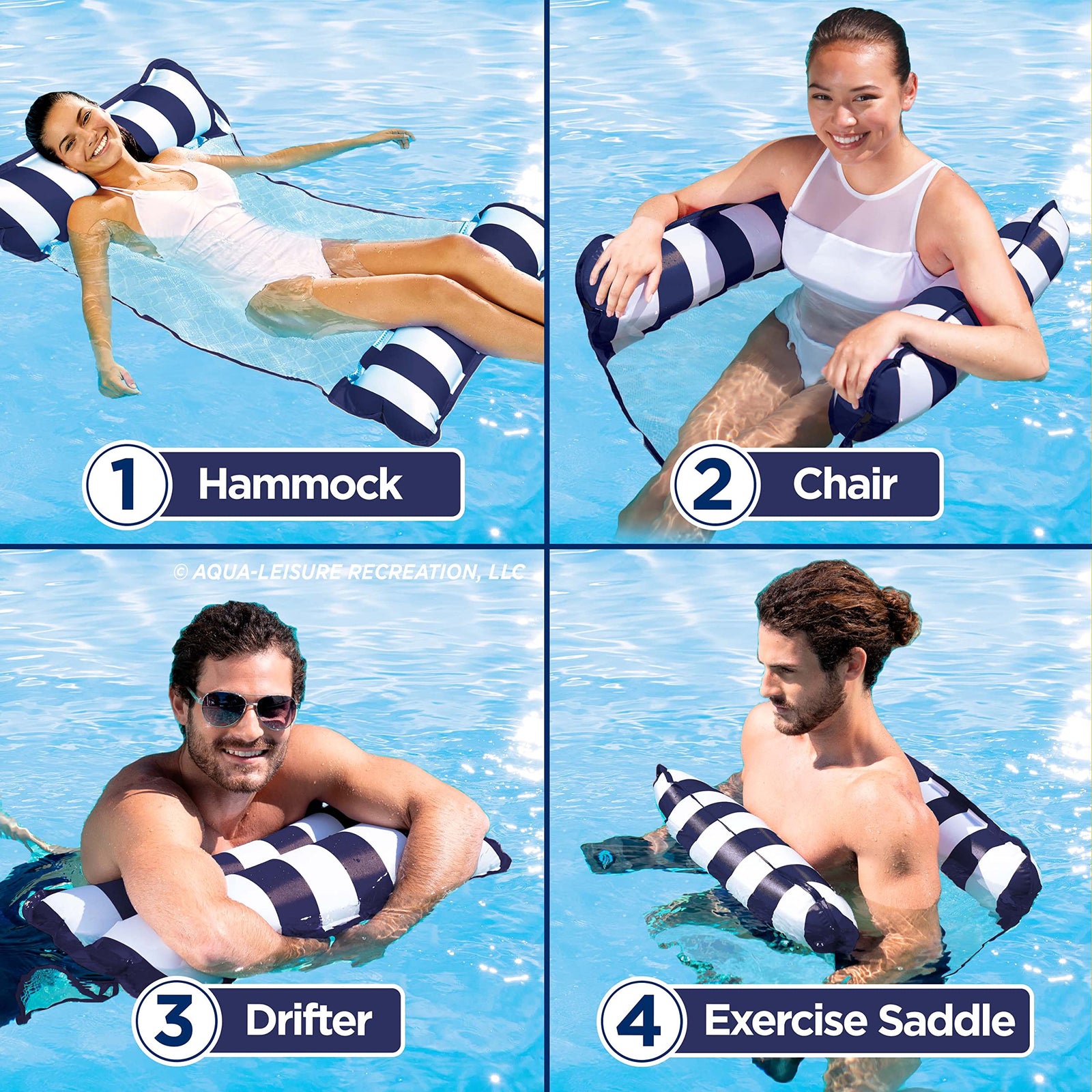 Big Joe Noodle Sling Pool Seat with Armrests + Aqua Original 4-in-1 Monterey Hammock Pool Float