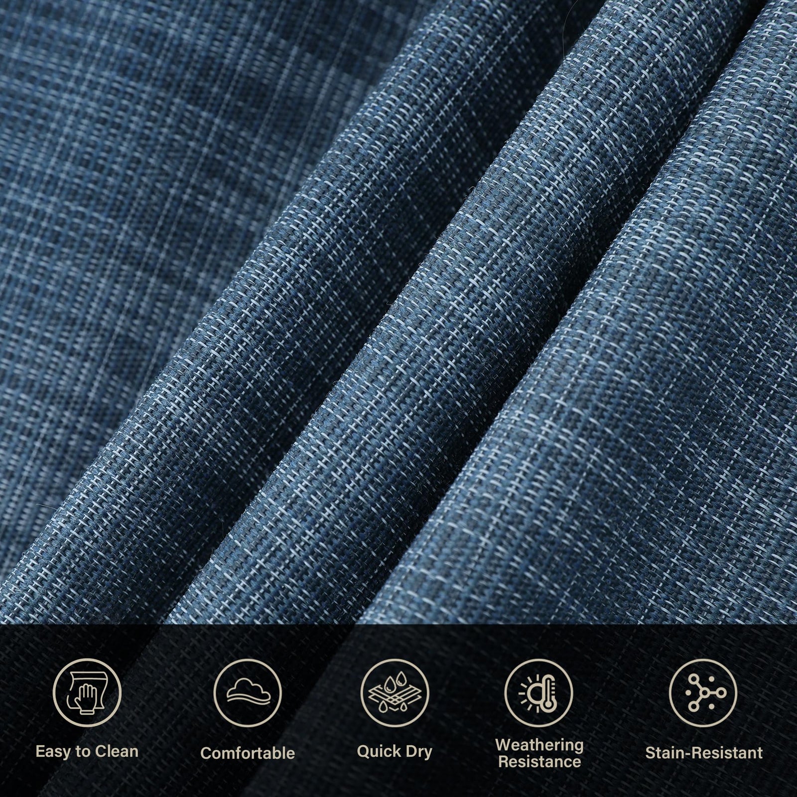 Patio Watcher 14 FT Double Hammock with Curved-Bar Bamboo, Outside Quick Dry Two Person Hammock with Olefin Fabric,Comfortable, Weather-Resistant,450 lbs Capacity, Dark Blue