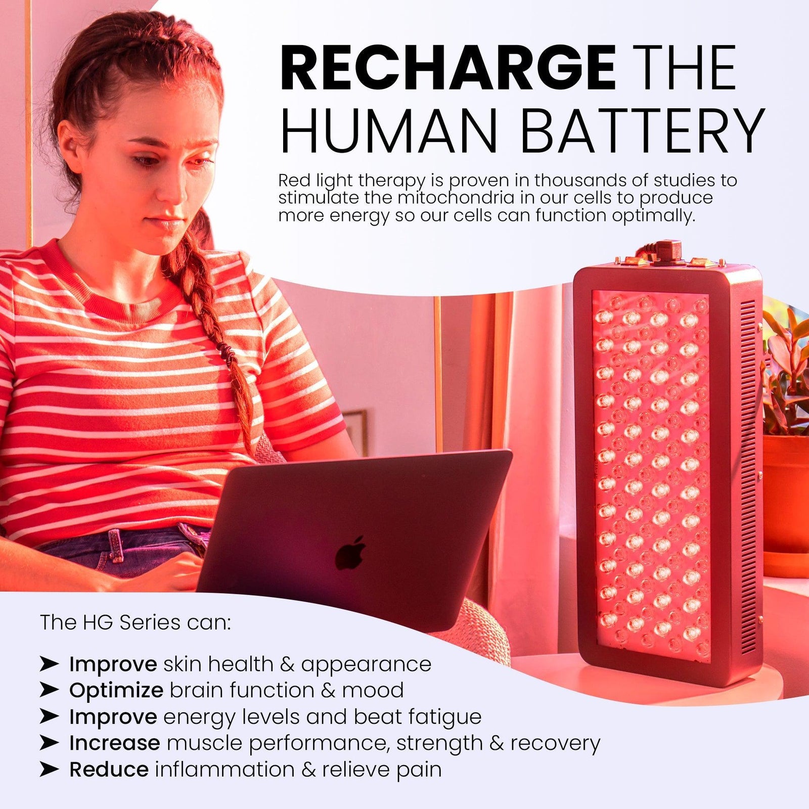 Hooga HG300 Small Red Light Therapy Portable Panel For Face and Body