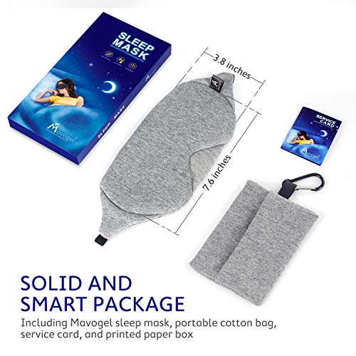 Mavogel Cotton Sleep Eye Mask - Updated Design Light Blocking Sleep Mask, Soft and Comfortable Night Eye Mask for Men Women, Eye Blinder for Travel/Sleeping, Includes Travel Pouch, Grey