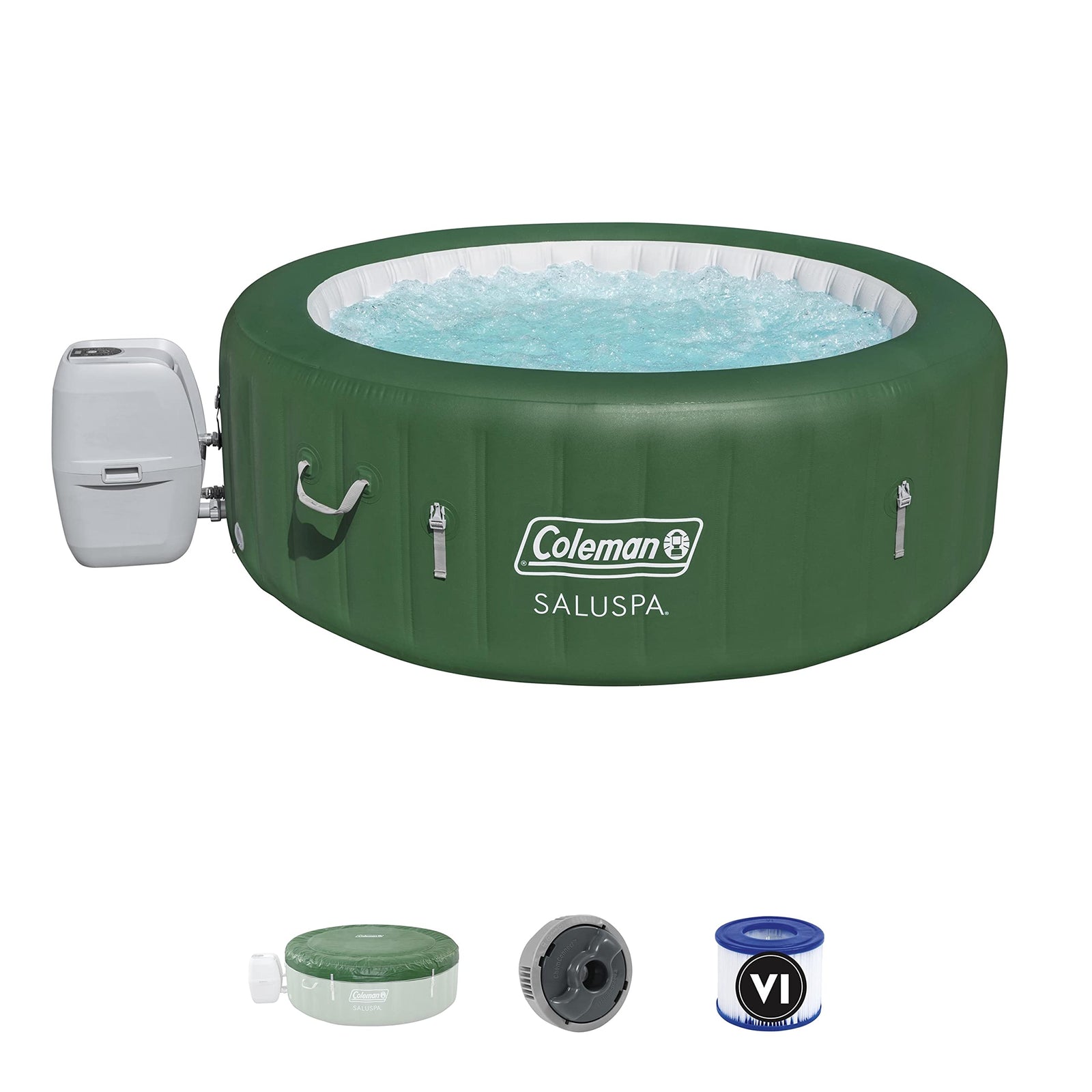 Coleman SaluSpa Inflatable Hot Tub Spa | Portable Hot Tub with Heated Water System and 140 Bubble Jets | Fits Up to 4 People