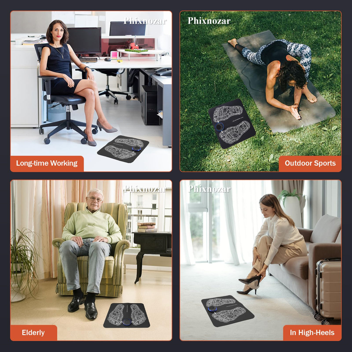 Phixnozar EMS Foot Massager –Foldable Feet & Calves Massage Mat for Muscles Relaxation,Pain Relief,15 Modes and 16 Intensity Levels,TENS (Mode:KTR-2493)