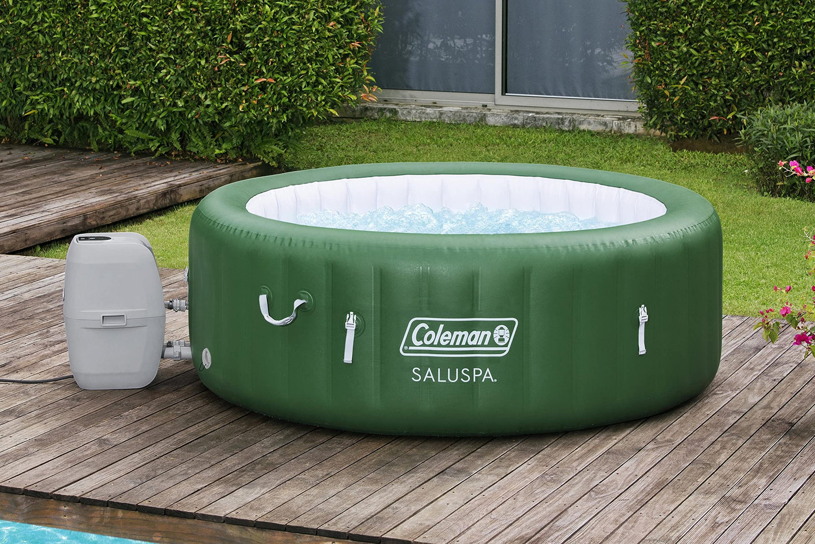 Coleman SaluSpa Inflatable Hot Tub Spa | Portable Hot Tub with Heated Water System and 140 Bubble Jets | Fits Up to 4 People