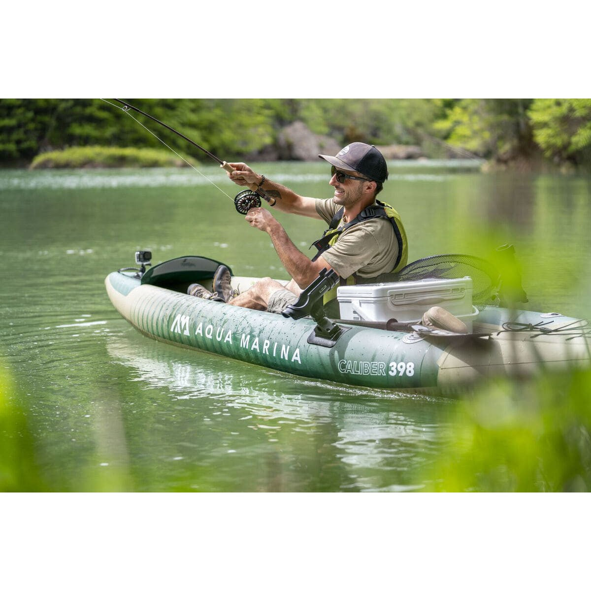 Aqua Marina Caliber Angling 1 Person Inflatable Kayak With Foldable Fishing Seat (paddle excluded)