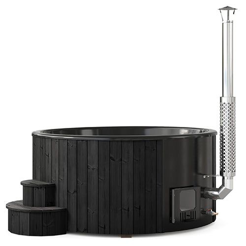 SaunaLife Model S6B Soak-Series Home Wood-Burning Hot Tub 7 Person - Black