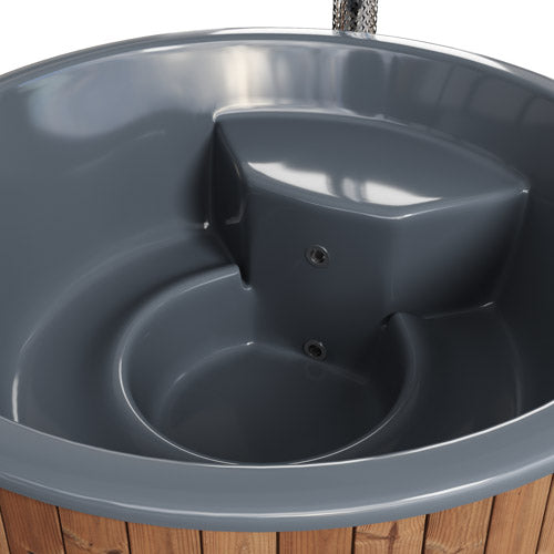 SaunaLife Model S6N Soak-Series Home Wood-Burning Hot Tub 7 Person - Natural Wood