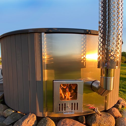 SaunaLife Model S4N Soak-Series Home Wood-Burning Hot Tub 6 Person - Natural Wood