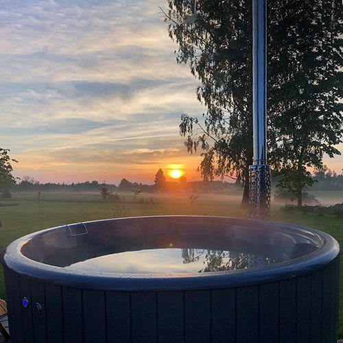 SaunaLife Model S4N Soak-Series Home Wood-Burning Hot Tub 6 Person - Natural Wood