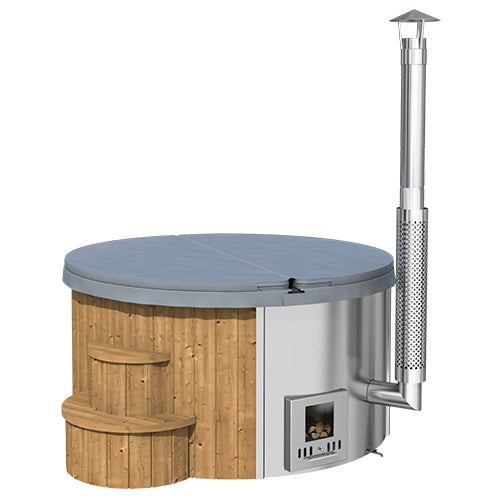 SaunaLife Model S4N Soak-Series Home Wood-Burning Hot Tub 6 Person - Natural Wood
