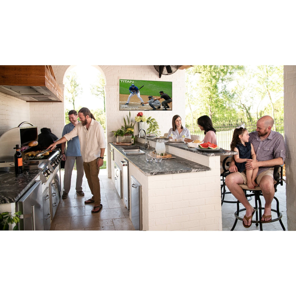 Titan Weatherproof Outdoor TV Partial Sun L-100 OLED 4K Smart TV powered by LG WebOS-Purely Relaxation