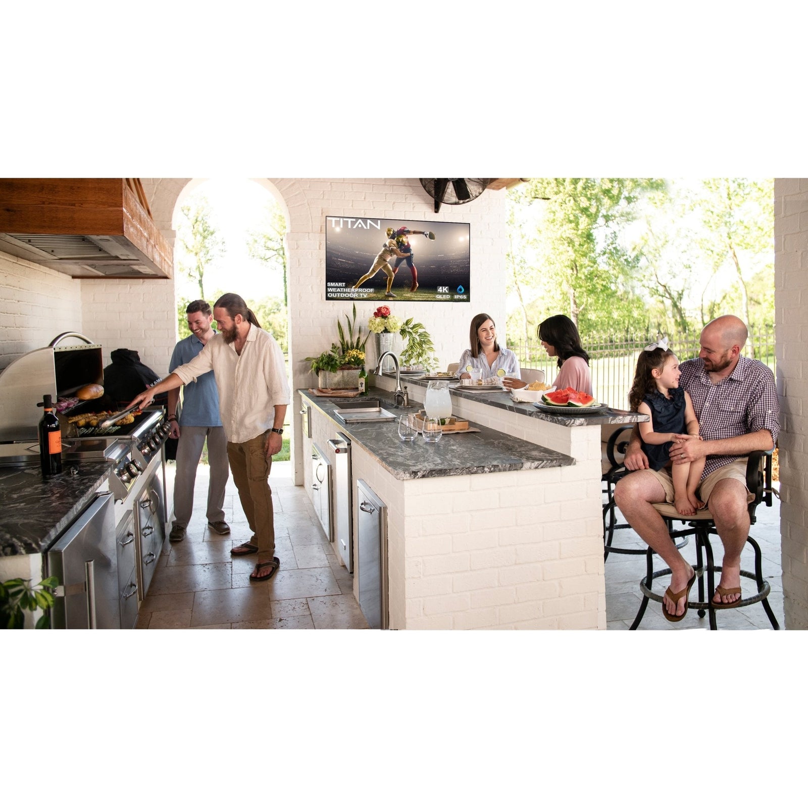 Titan Weatherproof Outdoor TV Full Sun S-300 QLED 4K Smart TV powered by Samsung Tizen SmartThings-Purely Relaxation