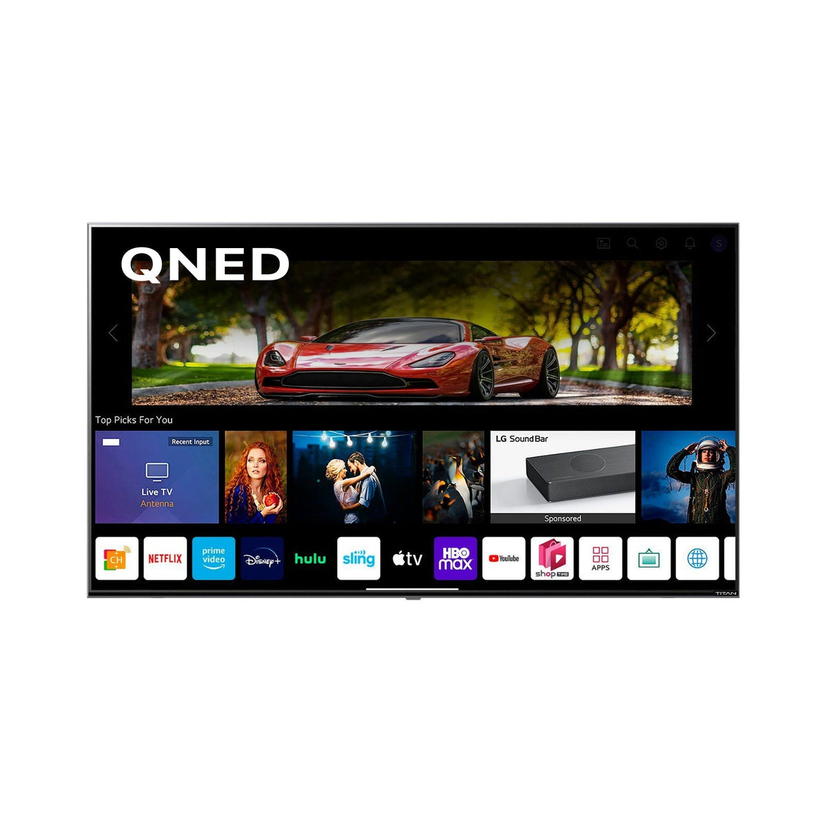 Titan Weatherproof Outdoor TV Full Sun L-200 QNED 4K Smart TV powered by LG WebOS-Purely Relaxation