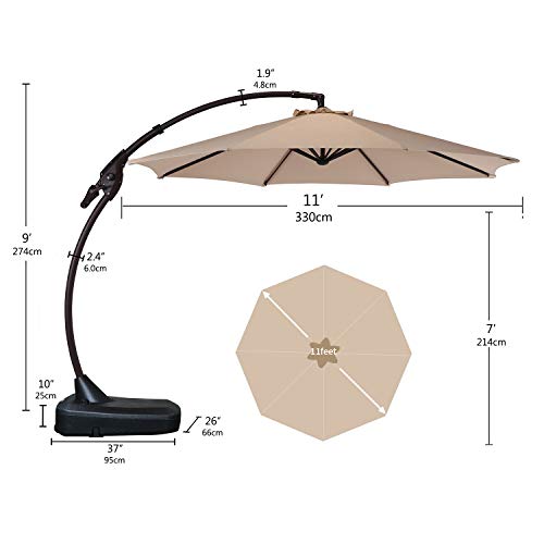 grand patio deluxe 10 ft aluminium offset umbrella 10x13 Patio with Base, Acrylic Outdoor Cantilever Aluminum Umbrella, 5-Year-Non-Fading Rectangular Umbrella with Cover providing a relaxing retreat from the sun 10x13 ft pool rectangle umbrella