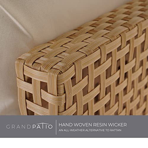Grand patio 7-Piece Wicker Patio Furniture Set, All-Weather Outdoor Conversation Set Sectional Sofa with Water Resistant Beige Thick Cushions and Coffee Table