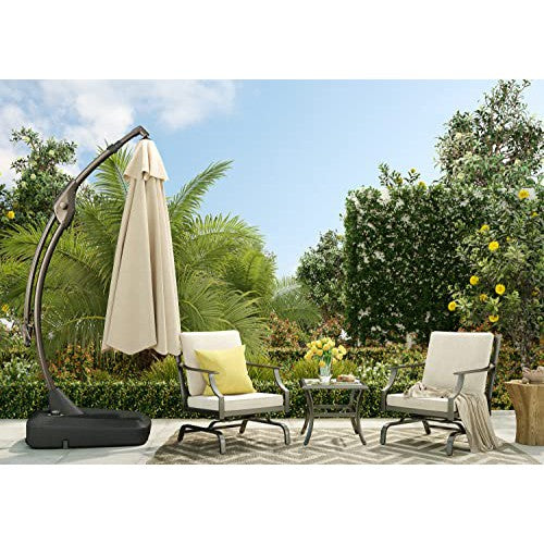 Grand patio Outdoor 11 FT Offset Umbrella, Aluminum Cantilever Patio Umbrella, Round Canopy Shade Umbrella with Weighted Base for Pool, Garden, Backyard, Yard (Champagne)