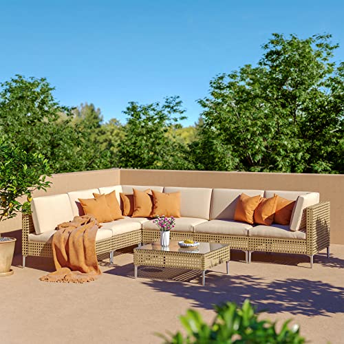 Grand patio 7 Piece Wicker Patio Furniture Set All Weather Outdoor Co Purely Relaxation