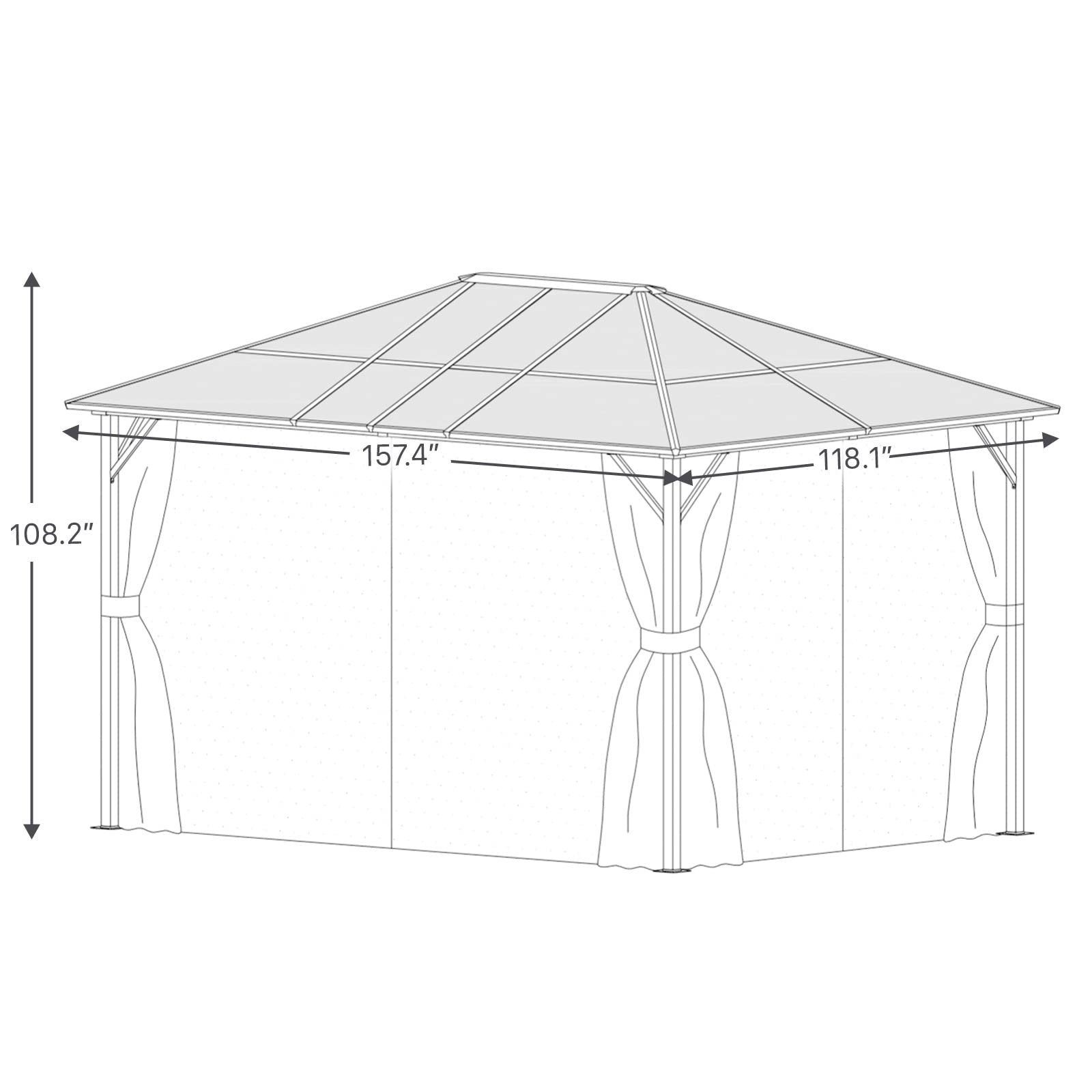 Grand Patio 10'x13' Gazebo Outdoor Hardtop Polycarbonate Gazebo Canopy with Netting and Curtains for Garden, Patio, Backyard