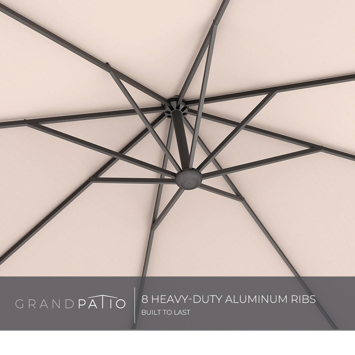 Grand patio Napoli 10x13 FT Rectangular Offset Umbrella, Heavy Duty Aluminum Cantilever Hanging Umbrella, Easy Tilt, All-Weather Canopy, Champagne