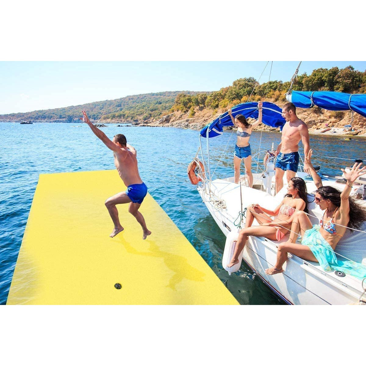 Max4out Water Floating Mat 9/12/18 Foam Lake Floats Floating Foam Pad Lily Pad for Water Recreation and Relaxing Lily Mat for Family Floating Pad for Pets Pool Float for Party (Yellow-350)