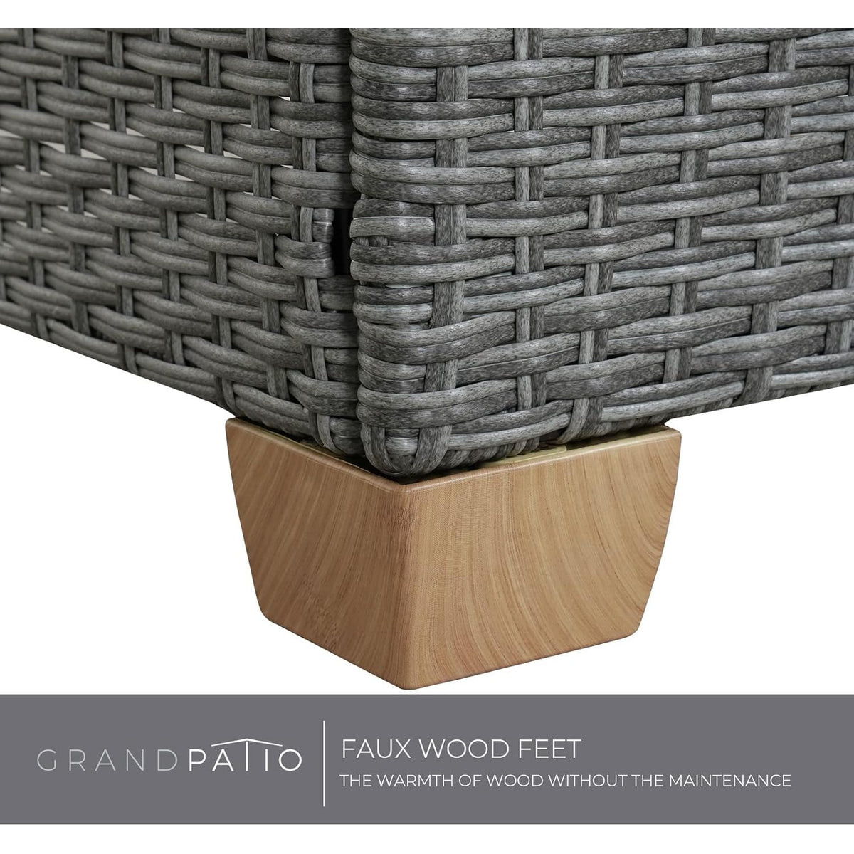 Grand patio 5-Piece Patio Furniture Set, Wicker Outdoor Furniture Set with Fire Pit Table,Modular Sectional Sofa Sets with Olefin Cushions for Backyard Garden Poolside Patio(Greige)