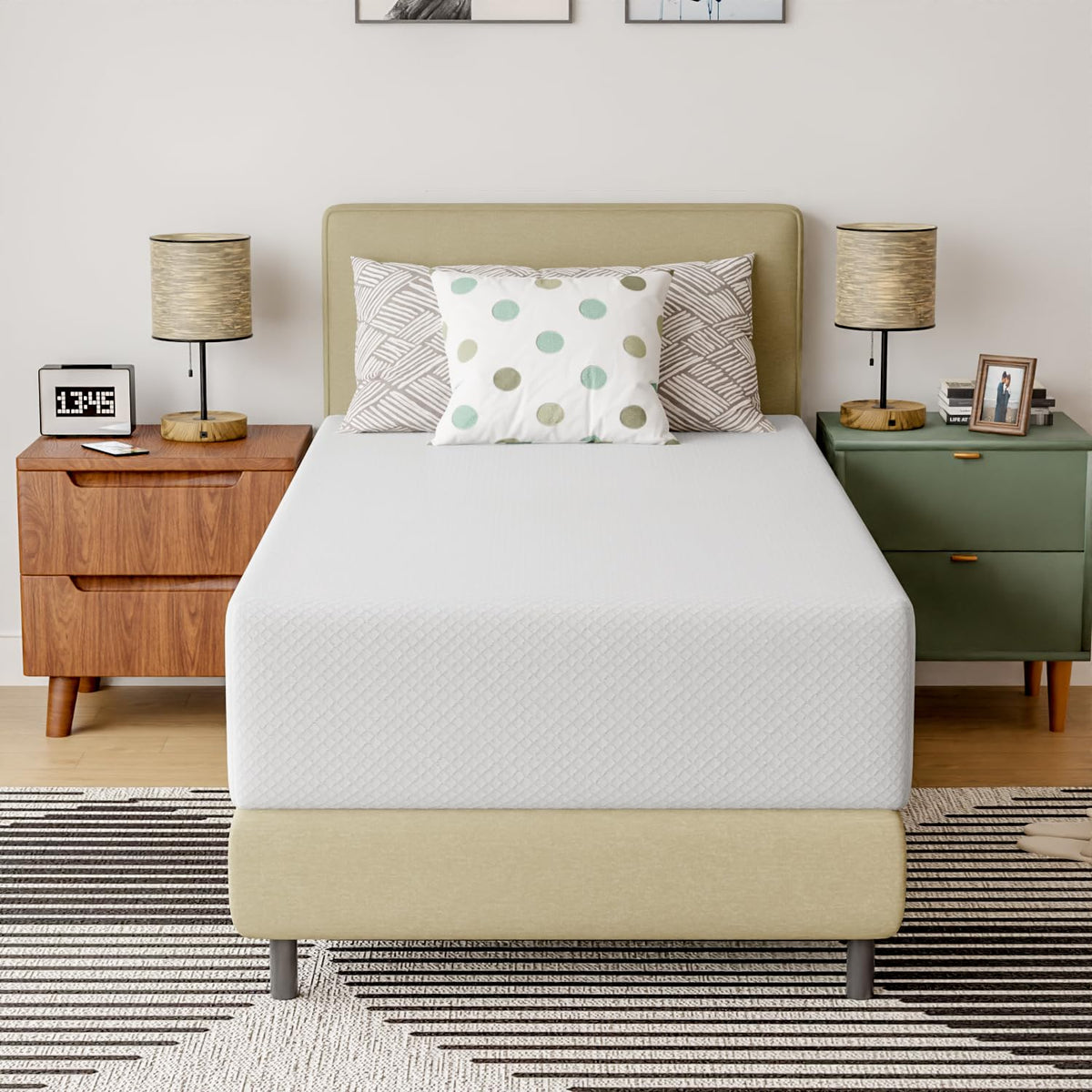 Memory Foam Mattress Medium-Firm Mattress for Pressure Relief &amp; Cooler Sleep Gel Memory Foam Mattress Bed in a Box Fiberglass Free CertiPUR-US Twin Mattress for Soundly Sleep (Twin, 12 in)