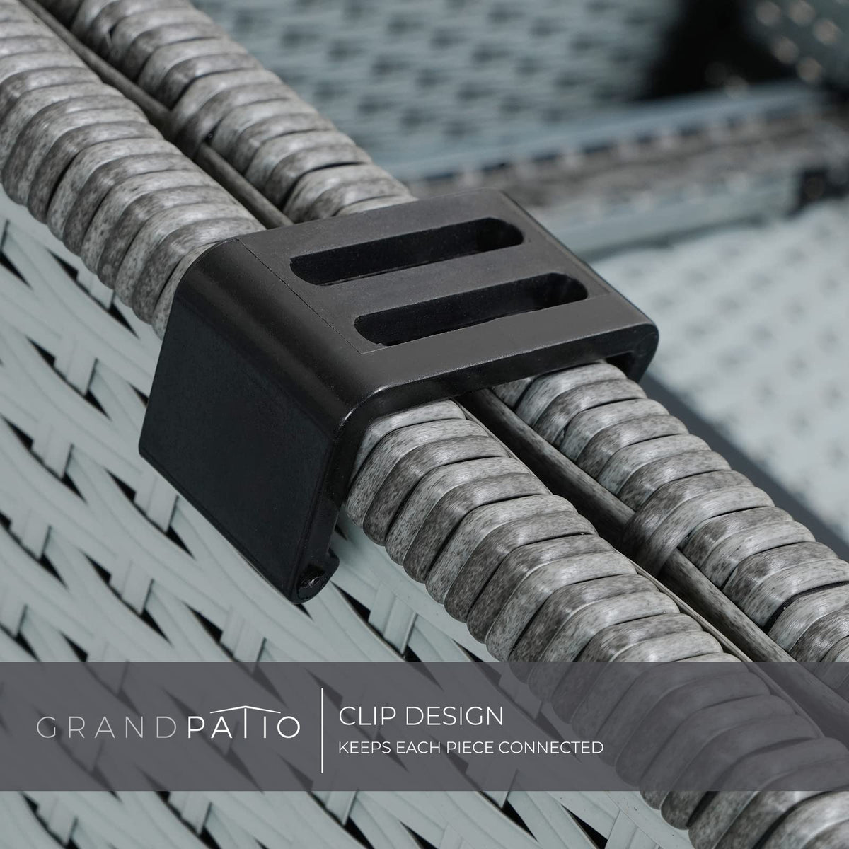 Grand patio 6 Seats Outdoor Conversation Sets with Olefin Cushions, Wicker Modular Sofa Sets with Coffee Table for Backyard Garden Poolside Light Gray