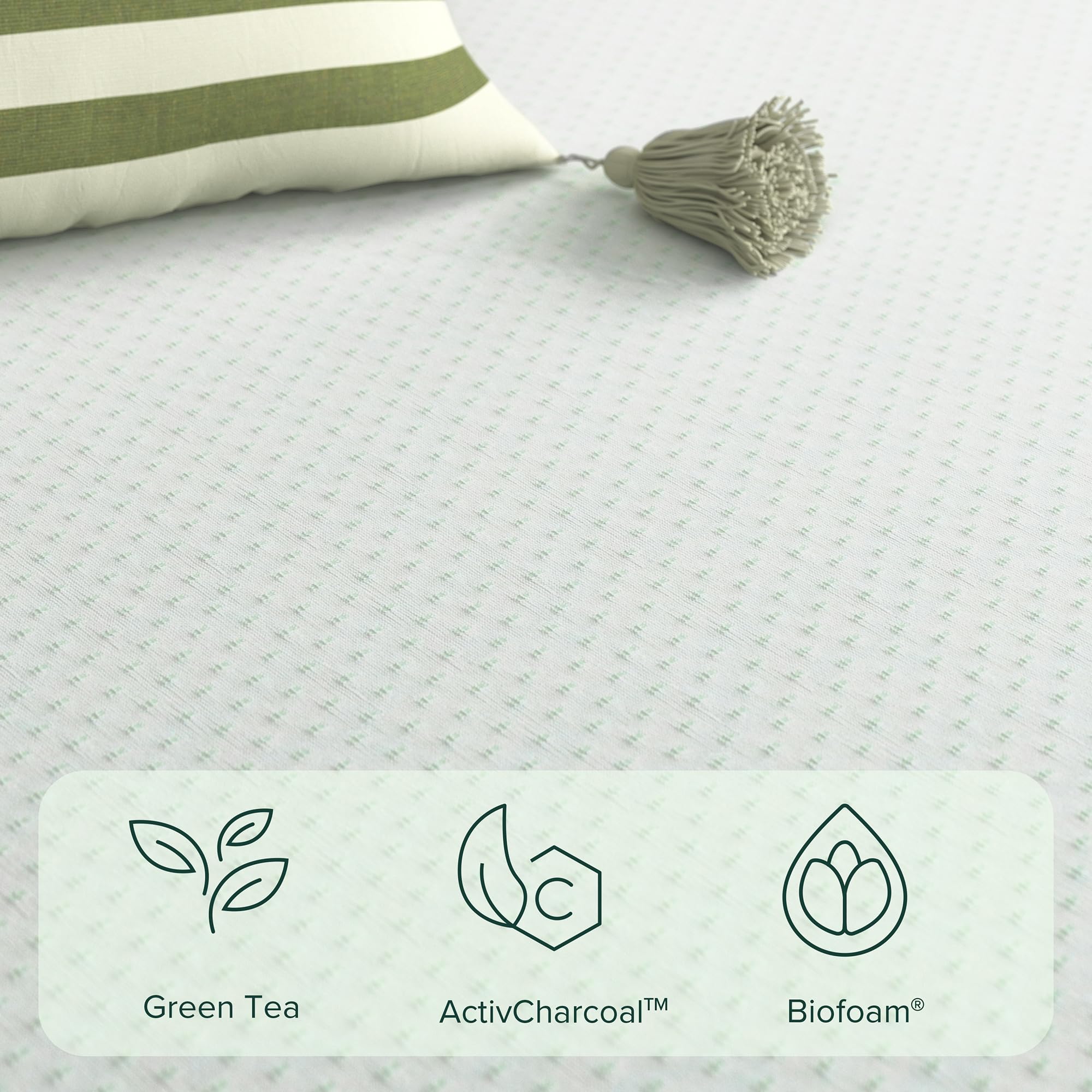 ZINUS 6 Inch Green Tea Memory Foam Mattress, Fiberglass Free, Patented Custom Contour Support, Sturdy Base Foam, CertiPUR-US Certified, Bed-in-a-box, Twin, White