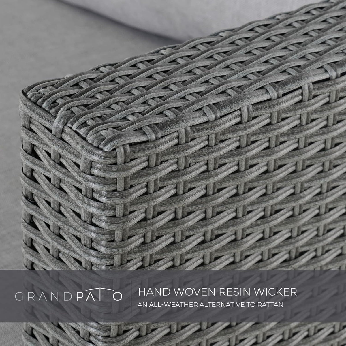 Grand patio 5-Piece Patio Furniture Set, Wicker Outdoor Furniture Set with Fire Pit Table,Modular Sectional Sofa Sets with Olefin Cushions for Backyard Garden Poolside Patio(Greige)