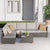 Grand patio 6 Seats Outdoor Conversation Sets with Olefin Cushions, Wicker Modular Sofa Sets with Coffee Table for Backyard Garden Poolside Light Gray