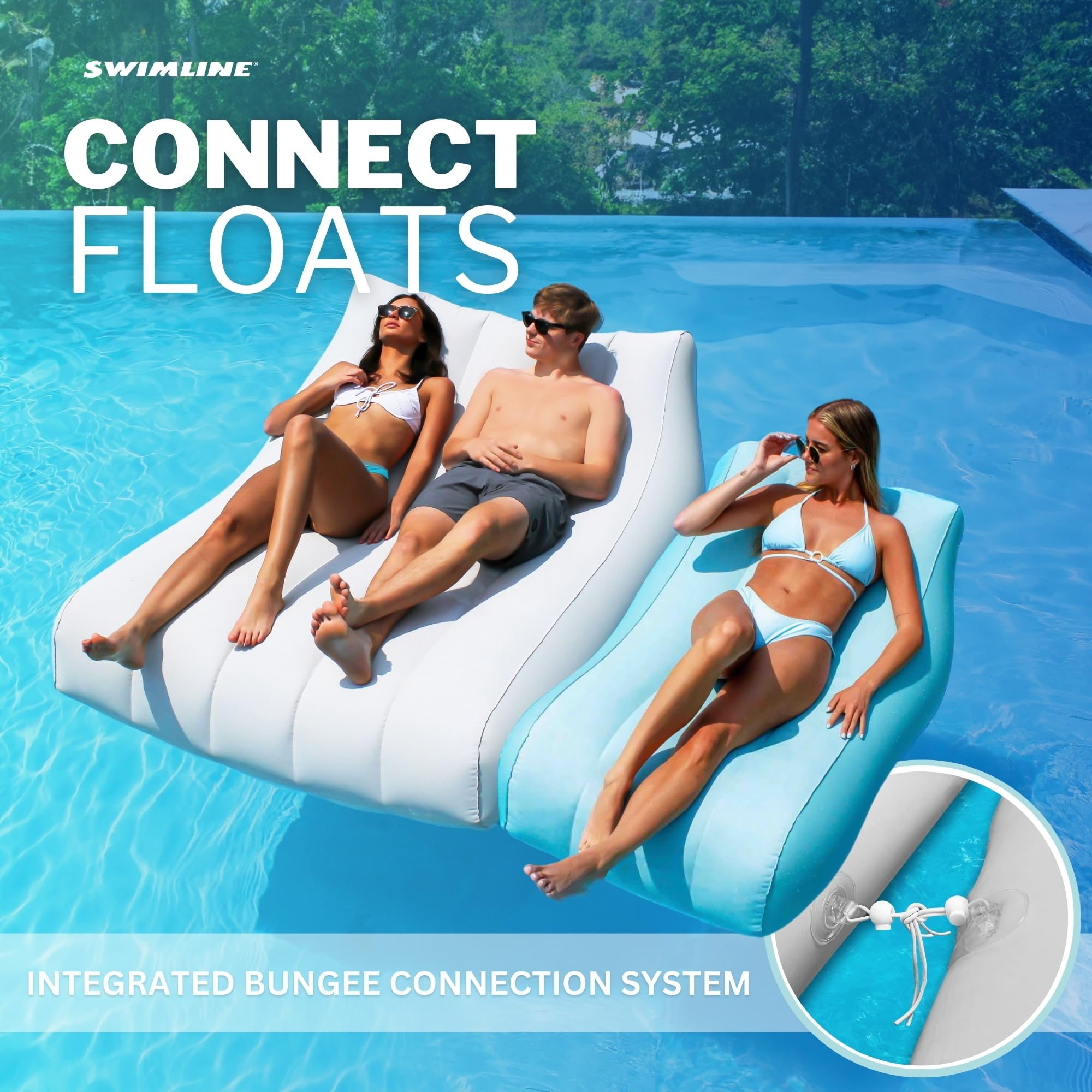 SWIMLINE Cloud Chaise Pool Lake Float Lounger Raft for Adults Kids Comfortable Fabric Foam Texture for Floating Backyard Lounging Connect Mult