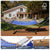 Patio Watcher 12 FT Double Quick Dry Hammock with Curved Bamboo Spreader Bar, Outdoor Patio Two Person Hammock with Portable Steel Stand,450 lbs Capacity, Blue White