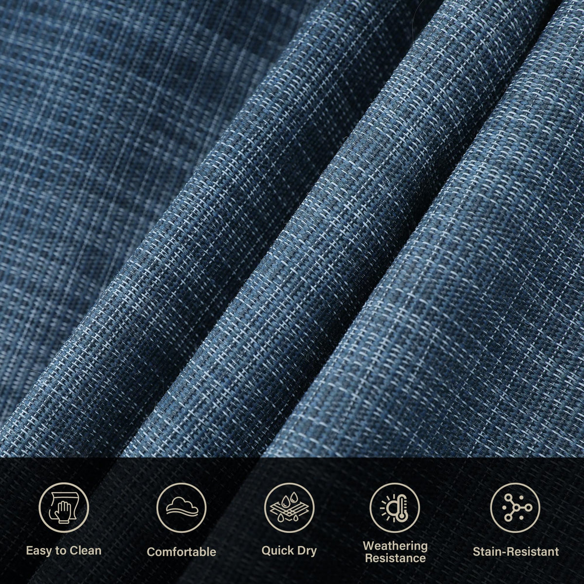 Patio Watcher 14 FT Double Hammock with Curved-Bar Bamboo, Outside Quick Dry Two Person Hammock with Olefin Fabric,Comfortable, Weather-Resistant,450 lbs Capacity, Dark Blue