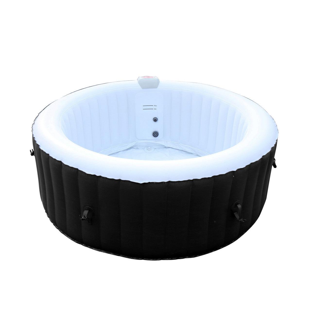 ALEKO 4 Person Black 210 Gallon Round Inflatable Jetted Hot Tub with Cover-Hot Tub-Purely Relaxation