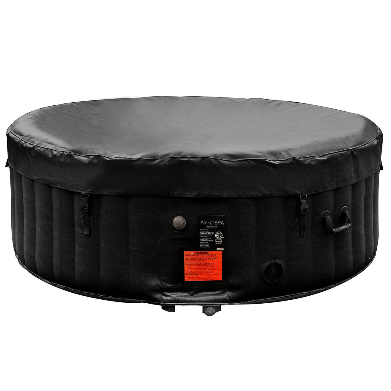 ALEKO 4 Person Black 210 Gallon Round Inflatable Jetted Hot Tub with Cover-Hot Tub-Purely Relaxation