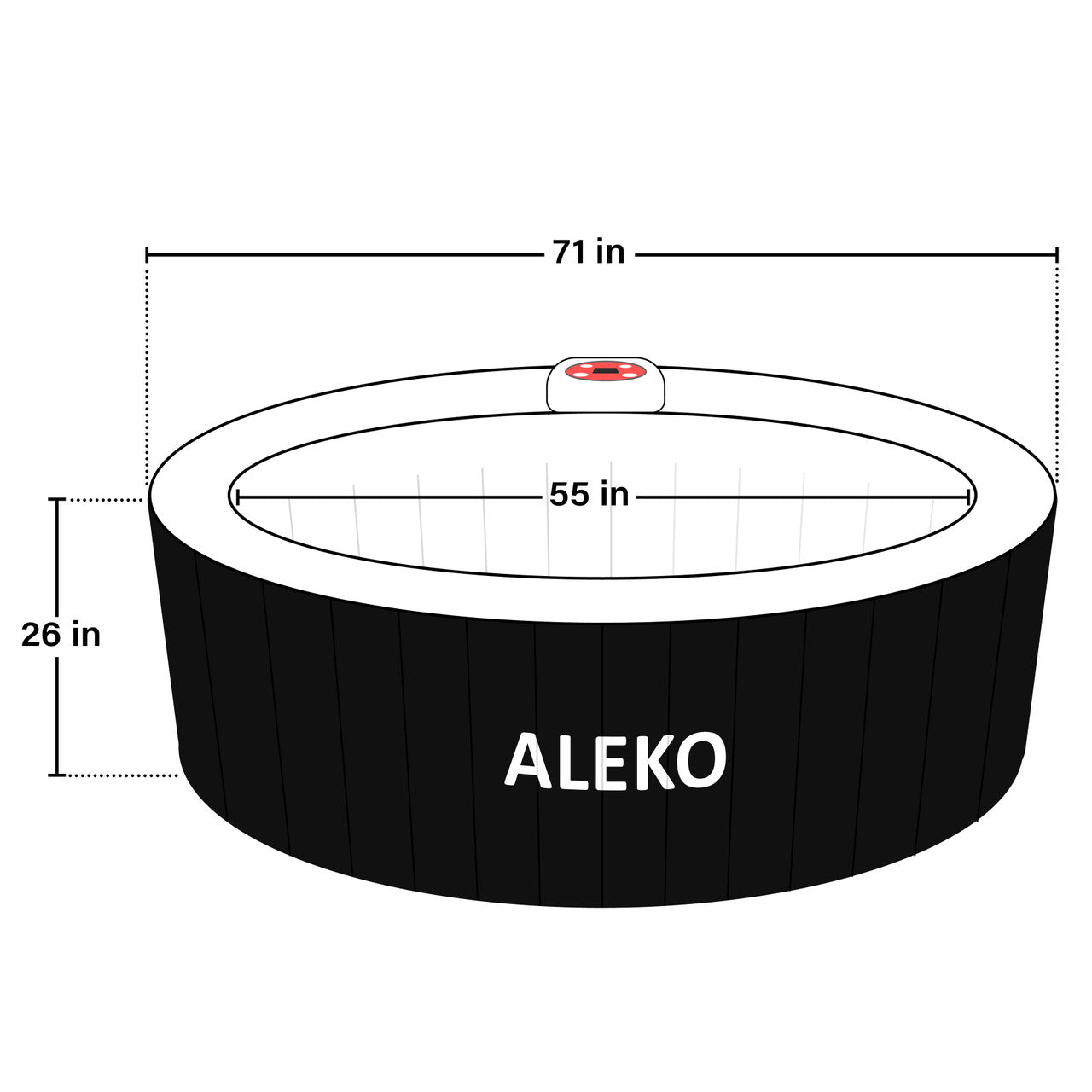 ALEKO 4 Person Black 210 Gallon Round Inflatable Jetted Hot Tub with Cover-Hot Tub-Purely Relaxation