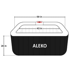 ALEKO 4 Person Black and White 160 Gallon Square Inflatable Jetted Hot Tub with Cover-Hot Tub-Purely Relaxation