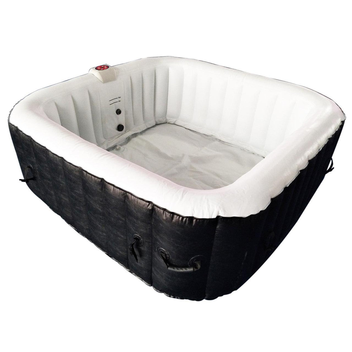 ALEKO 4 Person Black and White 160 Gallon Square Inflatable Jetted Hot Tub with Cover-Hot Tub-Purely Relaxation