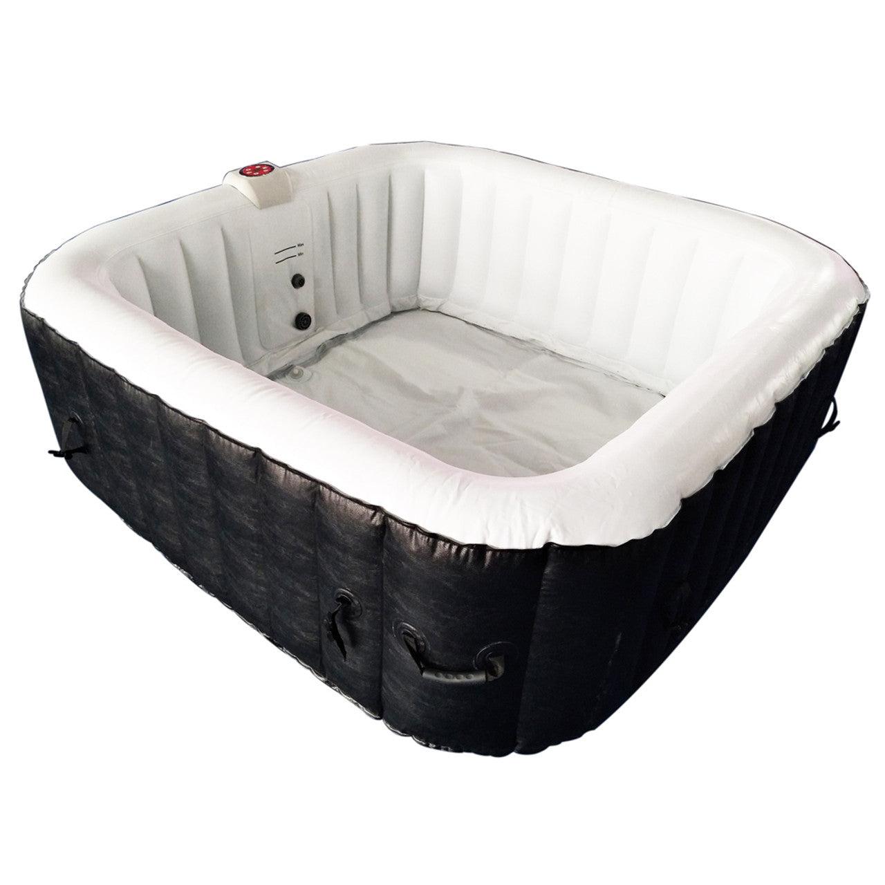 ALEKO 4 Person Black and White 160 Gallon Square Inflatable Jetted Hot Tub with Cover-Hot Tub-Purely Relaxation
