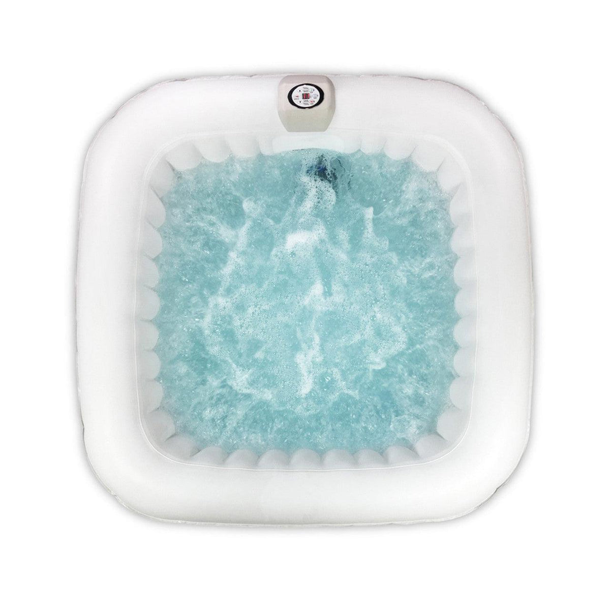 ALEKO 4 Person Black and White 160 Gallon Square Inflatable Jetted Hot Tub with Cover-Hot Tub-Purely Relaxation