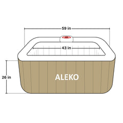 ALEKO 4 Person Brown 160 Gallon Square Inflatable Jetted Hot Tub with Cover-Hot Tub-Purely Relaxation