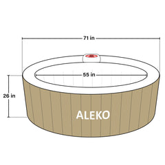 ALEKO 4 Person Brown and White 210 Gallon Round Inflatable Jetted Hot Tub with Cover-Hot Tub-Purely Relaxation